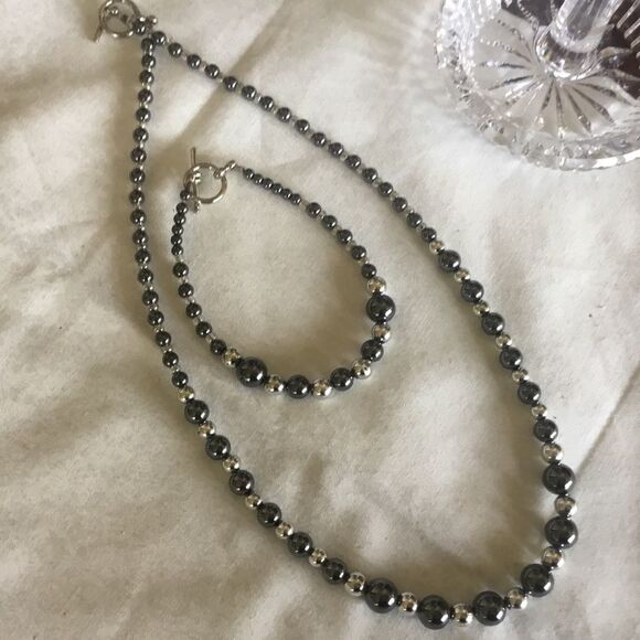 $12 ea or 3/$25. Silvertone and Black Beaded Set - Picture 1 of 5